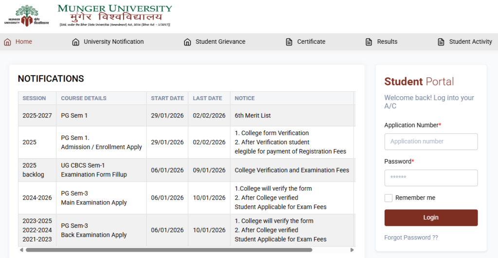 Munger University Part 3 Session 2022-25 कब तक मिलेगी मार्कशीट